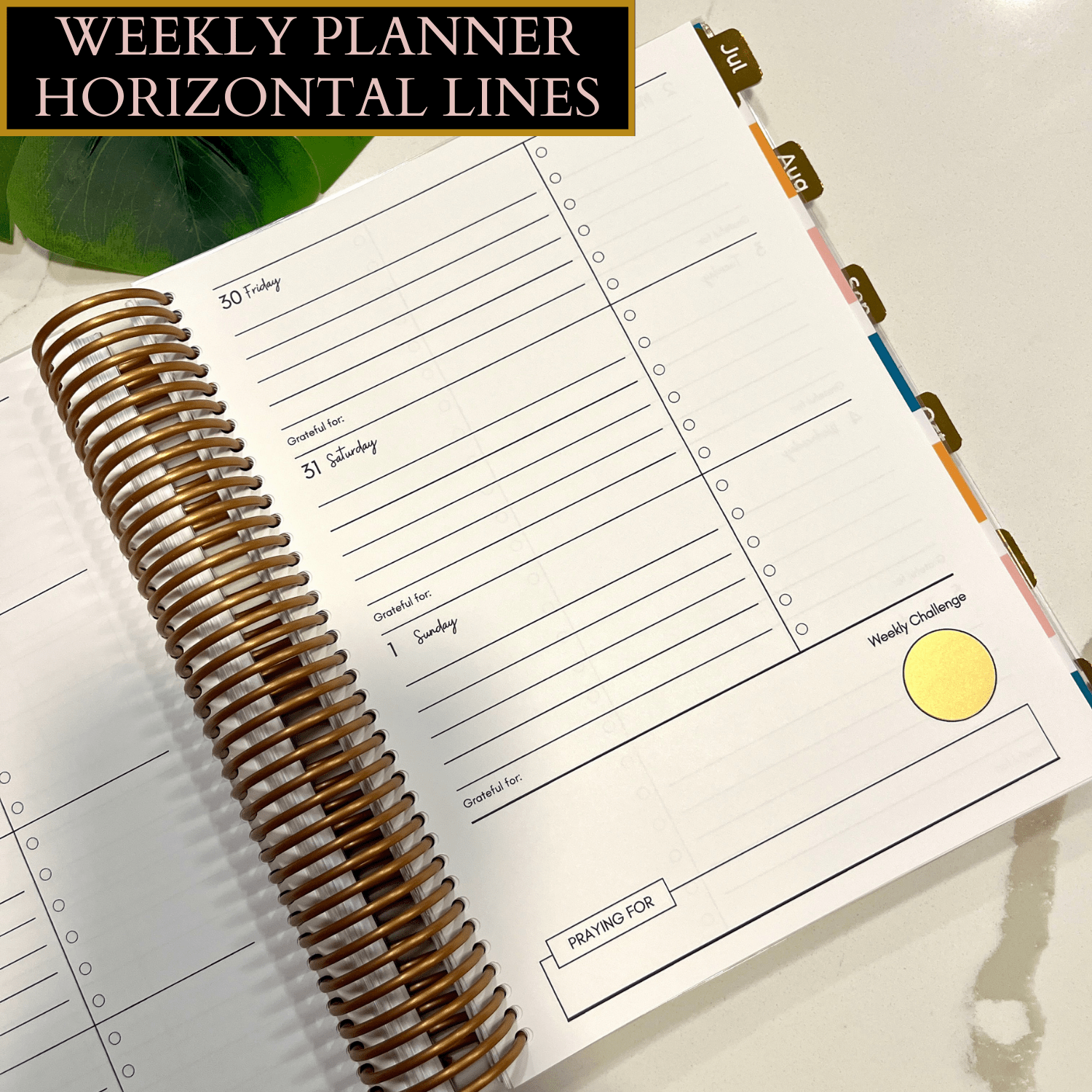 Custom Weekly Planner (Horizontal Lines)